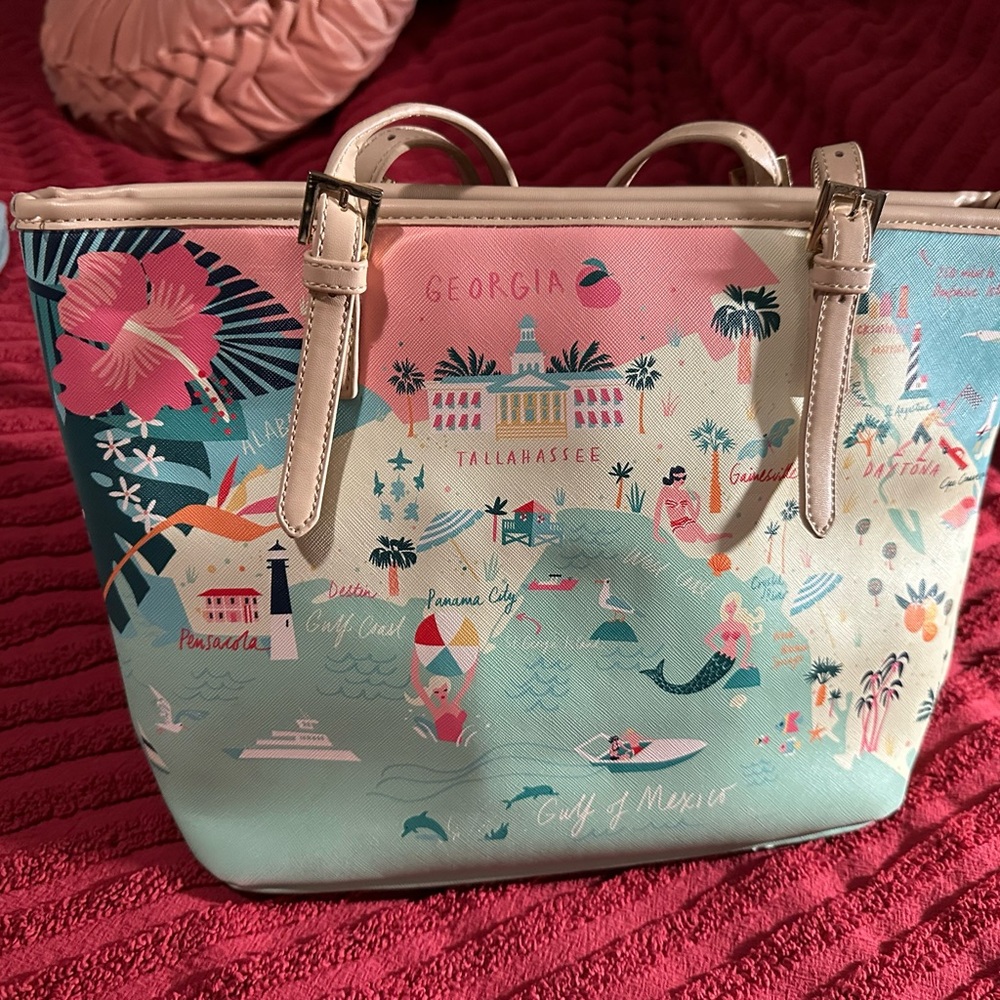 Colorful Map Print Tote Bag